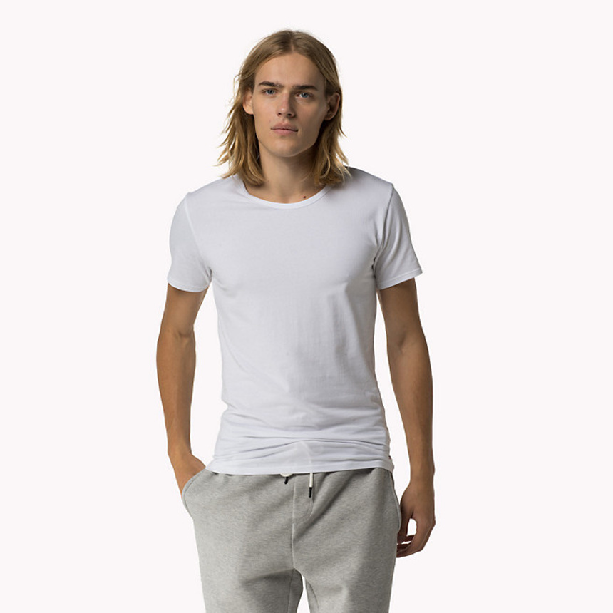 detail Tommy Hilfiger sada pánskych bielych tričiek