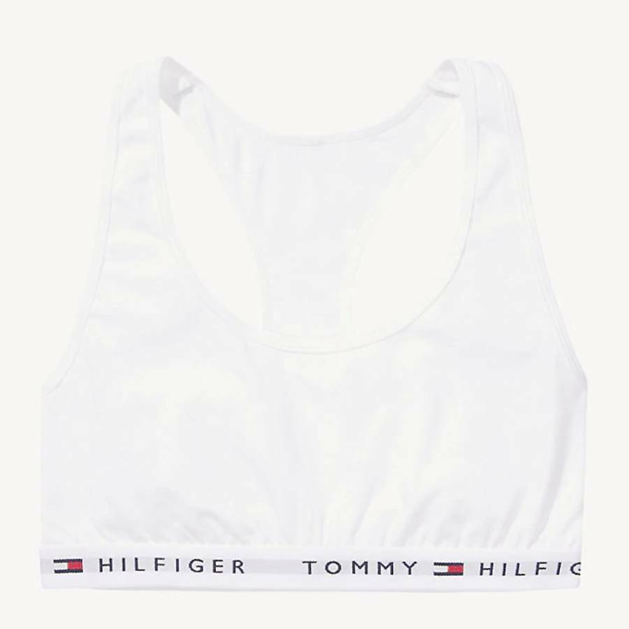 detail Tommy Hilfiger dámska biela športová podprsenka Iconic