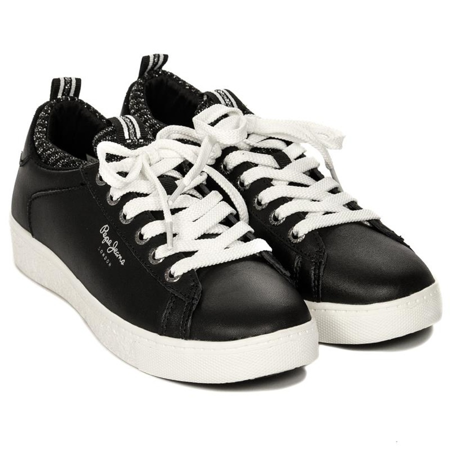 detail Pepe Jeans dámske čierne kožené tenisky Roxy