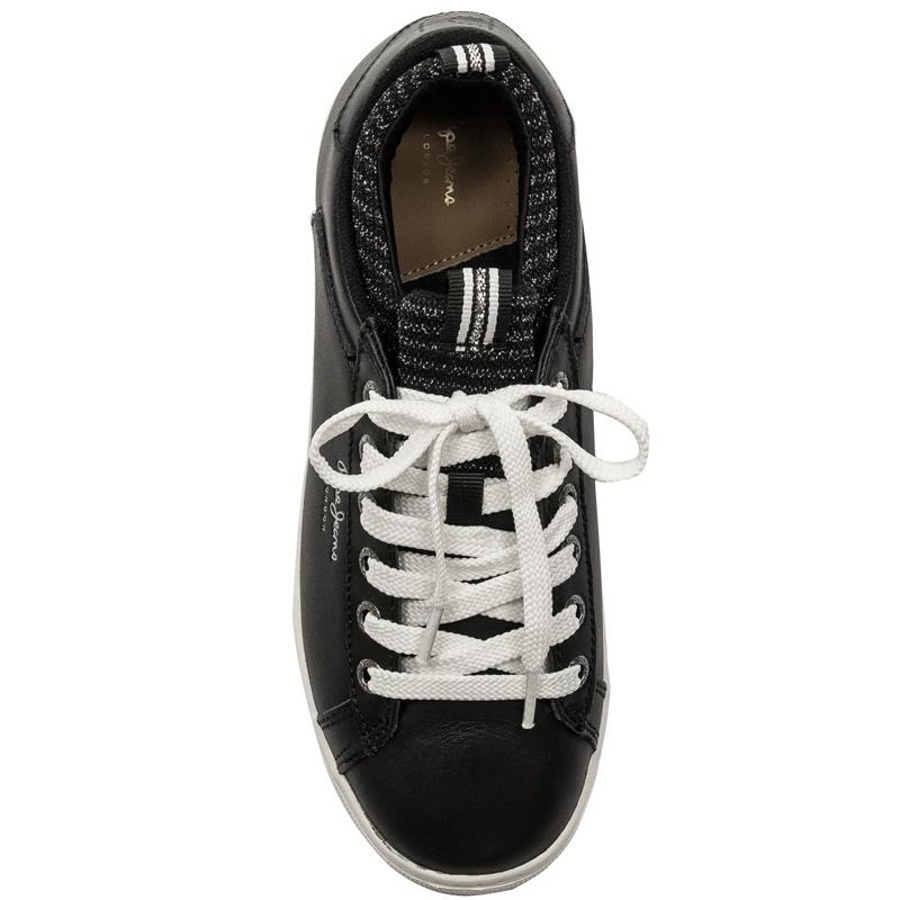 detail Pepe Jeans dámske čierne kožené tenisky Roxy