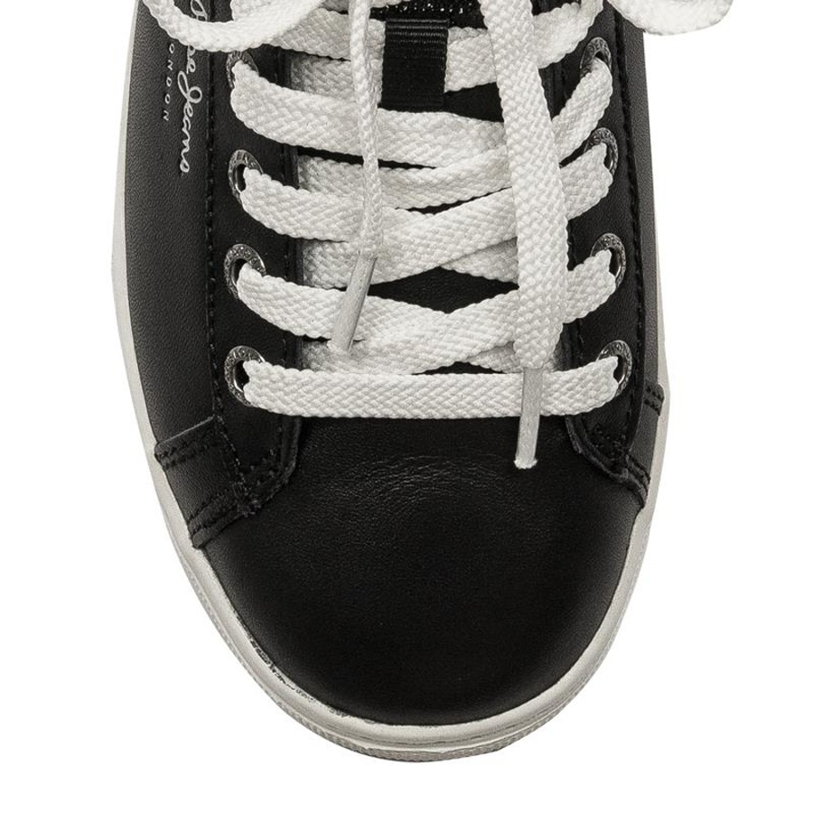 detail Pepe Jeans dámske čierne kožené tenisky Roxy
